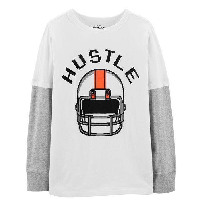 Boys 4-12 Oshkosh B'gosh&reg; Hustle Football Helmet Mock Layer Graphic Tee, Size: 6, White