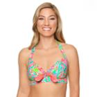 Women's Aqua Couture Paisley Halter Bikini Top, Size: Medium, Light Red