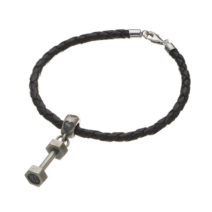 Insignia Collection Sterling Silver Dumbbell Charm Bracelet, Women's, Size: 7.5, Grey