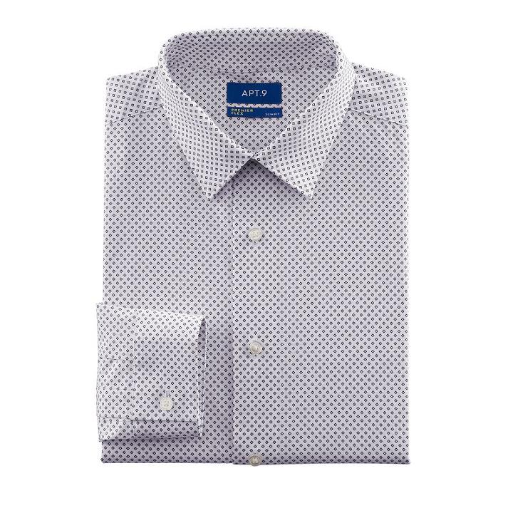 Men's Apt. 9&reg; Slim-fit Premier Flex Collar Stretch Dress Shirt, Size: 16-32/33, White