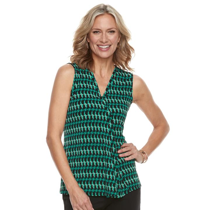 Women's Dana Buchman Pleated V-neck Tank, Size: Xl, Med Green