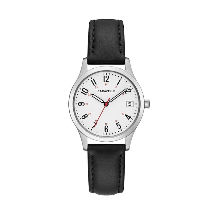 Caravelle Women's Easy Reader Leather Watch - 43m118, Size: Small, Black