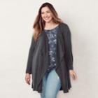 Plus Size Lc Lauren Conrad Flyaway Duster Cardigan, Women's, Size: 0x, Grey