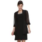 Women's Scarlett Chiffon Shift Dress & Cardigan Set, Size: 2, Black