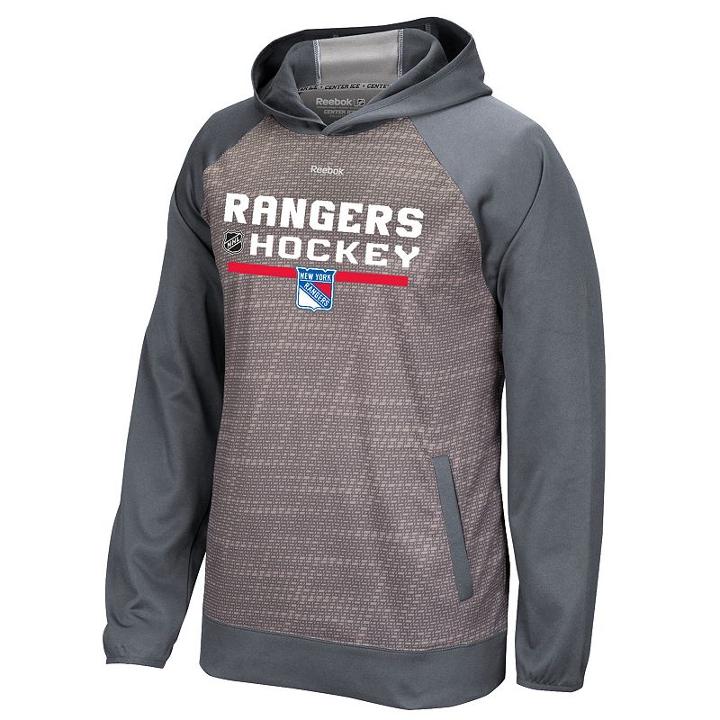 Men's Reebok New York Rangers Center Ice Pullover, Size: Large, Grey