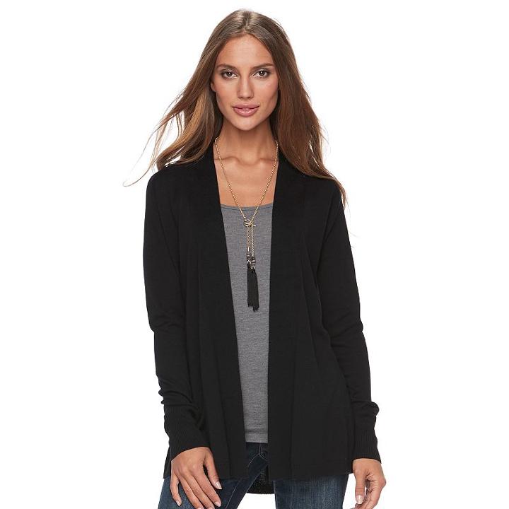 Women's Apt. 9&reg; Ribbed Cardigan, Size: Small, Black