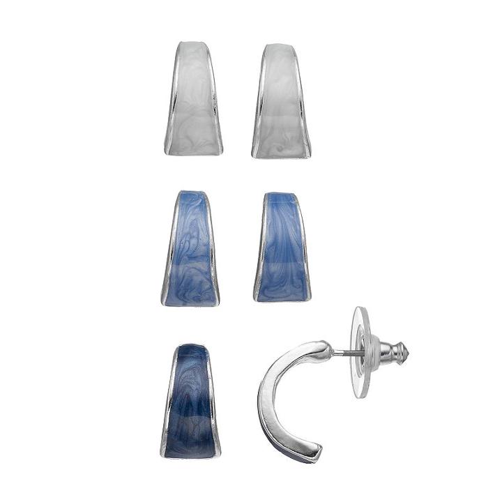 Blue Semi-hoop Earring Set, Women's