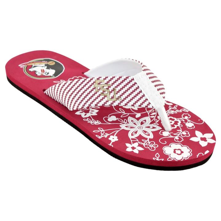 Women's Florida State Seminoles Floral Flip Flop Sandals, Size: Small, Multi