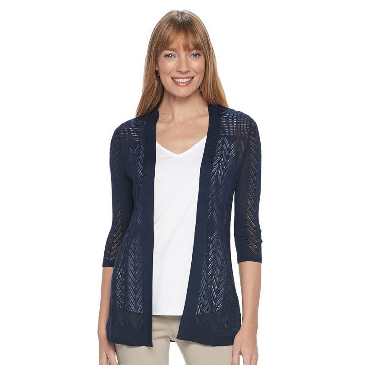Petite Croft & Barrow&reg; Open-front Cardigan, Women's, Size: S Petite, Blue (navy)