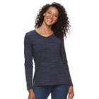 Women's Croft & Barrow&reg; Classic Long Sleeve V-neck Tee, Size: Large, Blue (navy)