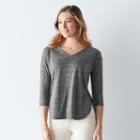 Women's Sonoma Goods For Life&trade; Relaxed V-neck Tee, Size: Large, Dark Grey