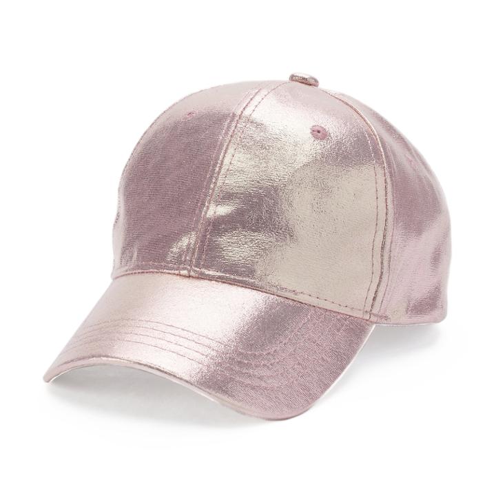 Women's Metallic Sheen Baseball Cap, Med Orange