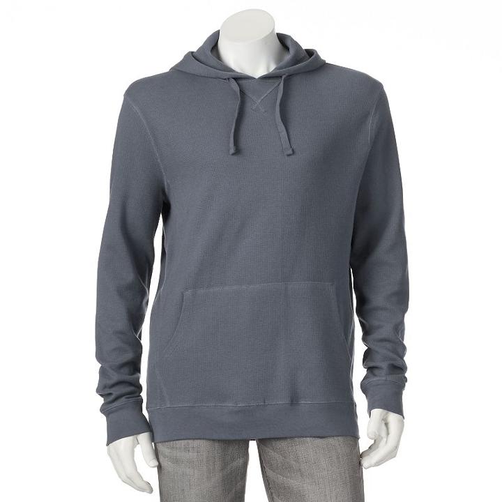 Men's Croft & Barrow&reg; Classic-fit Solid Thermal Hooded Pullover - Men, Size: Small, Med Blue