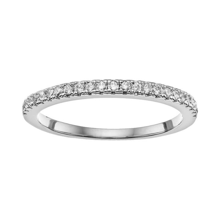 Cubic Zirconia Silver-plated Ring, Women's, Size: 7, Grey