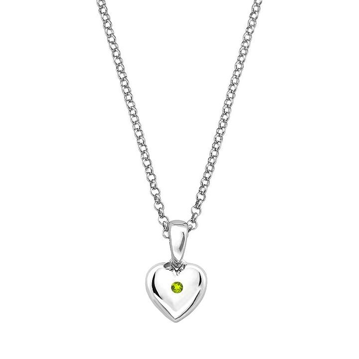 Little Diva Diamonds Kids' Sterling Silver Peridot Heart Pendant, Women's, Size: 16, Green