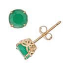 14k Gold Emerald Stud Earrings, Women's, Green