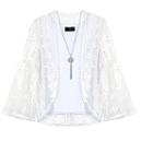 Girls 7-16 Iz Amy Byer Lace Bell Sleeve Cozy Top With Necklace, Girl's, Size: Large, White