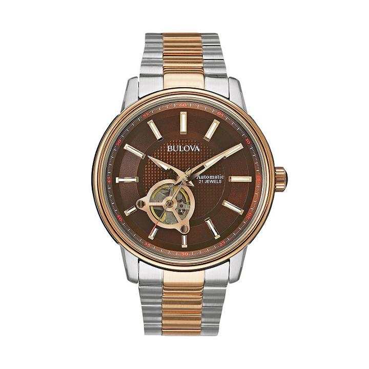Bulova Men's Two Tone Stainless Steel Automatic Watch - 98a140, Multicolor