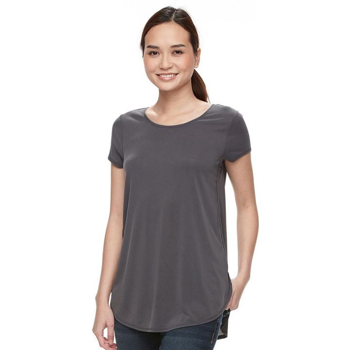 Petite Apt. 9&reg; Scoopneck Tee, Women's, Size: Xl Petite, Grey (charcoal)