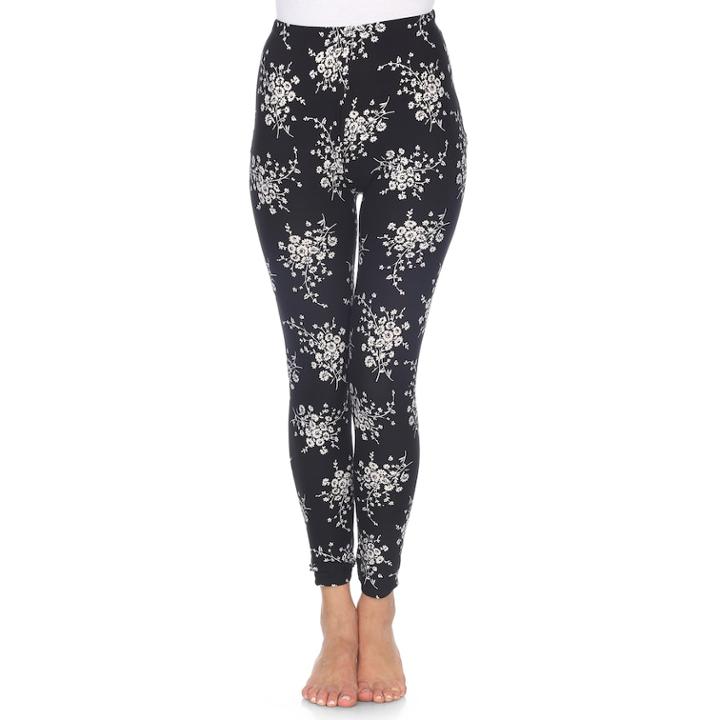 Women's White Mark Printed Leggings, Black