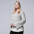 Plus Size Simply Vera Vera Wang Mock-layer Bell Top, Women's, Size: 1xl, Light Grey