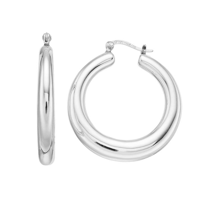 Sterling Silver Tube Hoop Earrings, Women's