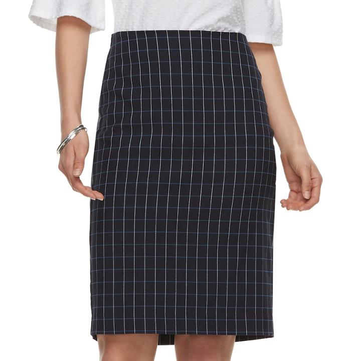 Women's Elle&trade; Pull-on Pencil Skirt, Size: Xxl, Blue (navy)