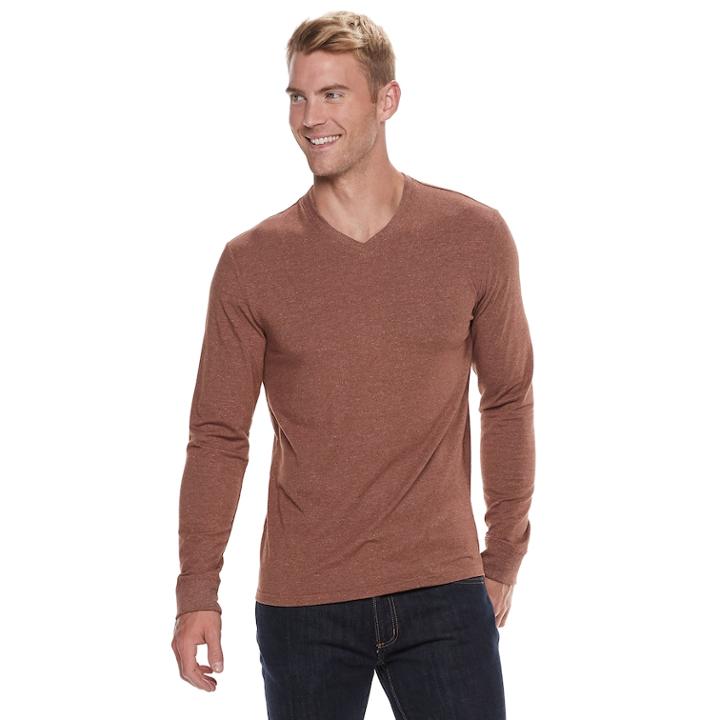 Men's Sonoma Goods For Life&trade; Slim-fit Supersoft V-neck Tee, Size: Small, Dark Brown