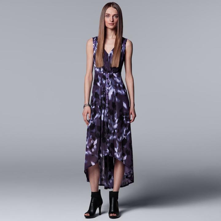 Women's Simply Vera Vera Wang Pleated High-low Maxi Dress, Size: Medium, Med Purple
