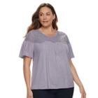 Plus Size Sonoma Goods For Life&trade; Embroidered Yoke Tee, Women's, Size: 1xl, Med Purple