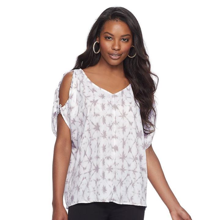 Women's Juicy Couture Print Cold-shoulder Top, Size: Medium, White