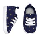Baby Girl Carter's Heart Print Sneaker Crib Shoes, Size: 6-9 Months, Blue (navy)
