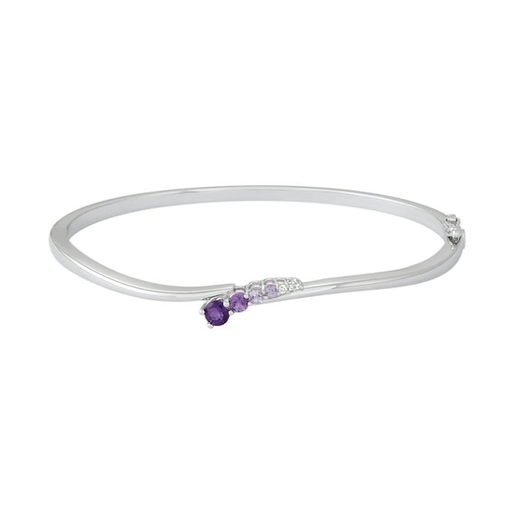 Sterling Silver Pink & Purple Amethyst & Lab-created White Sapphire Wavy Bracelet, Women's, Size: 7