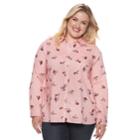 Plus Size Sonoma Goods For Life&trade; Poplin Button-down Shirt, Women's, Size: 4xl, Light Pink