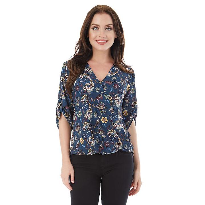 Juniors' Iz Byer California High-low Roll-tab Wrap Top, Teens, Size: Small, Multi Paisley