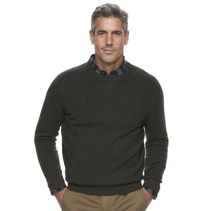 Men's Croft & Barrow&reg; Classic-fit Stretch Crewneck Sweater, Size: Xl, Dark Green