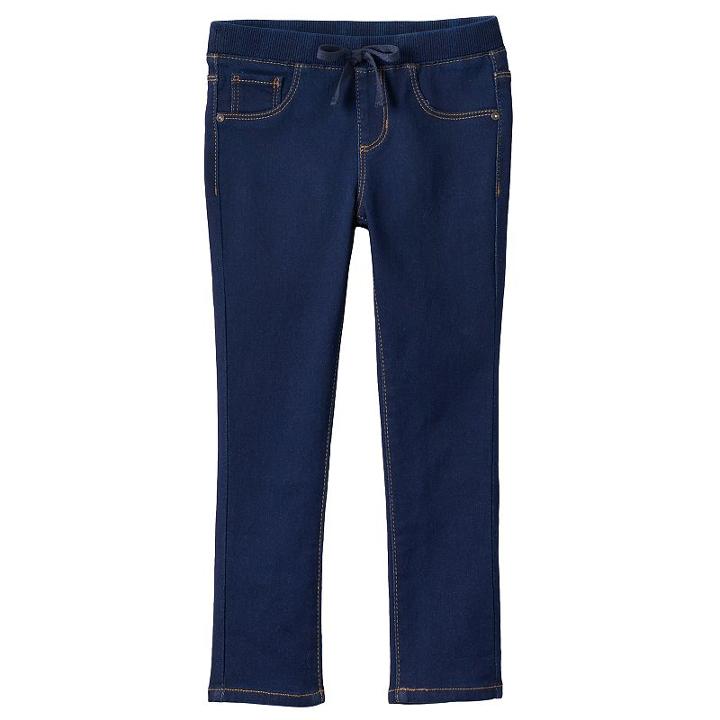 Girls 4-6x Squeeze Ribbed Waistband Skinny Jeans, Girl's, Size: 7, Blue (navy)
