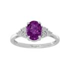 Sterling Silver Amethyst & Diamond Accent Oval Ring, Women's, Size: 8, Purple