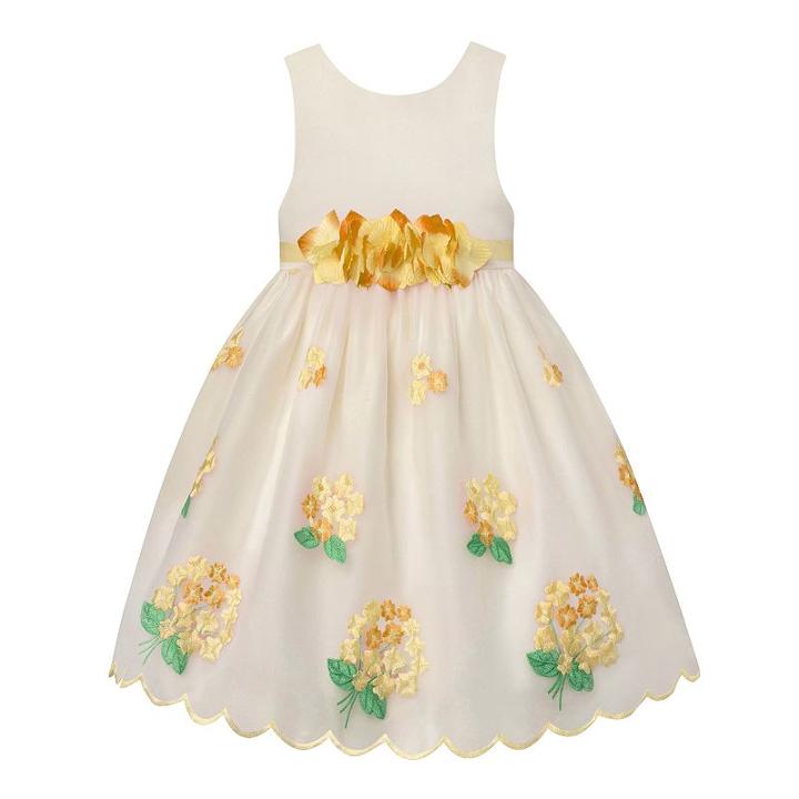 Girls 7-16 American Princess Flower Waist & Embroidered Skirt Dress, Girl's, Size: 12, Yellow