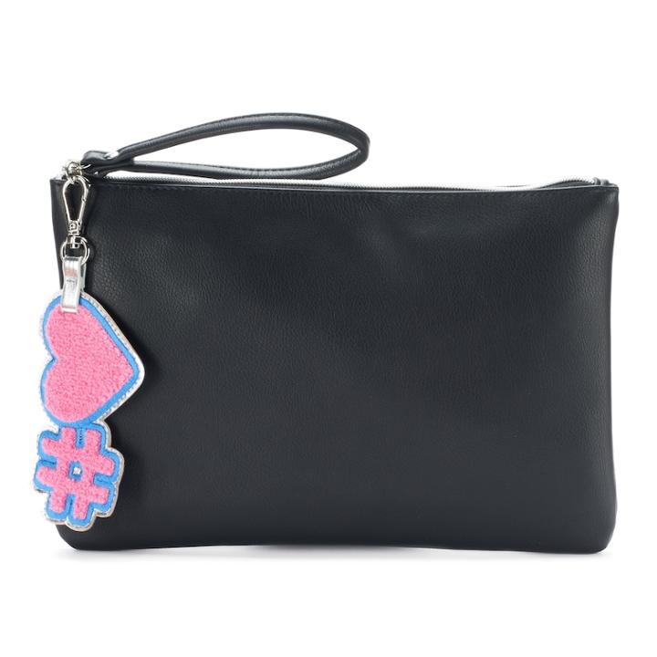 So&reg; Heart Key Chain Wristlet, Women's, Black