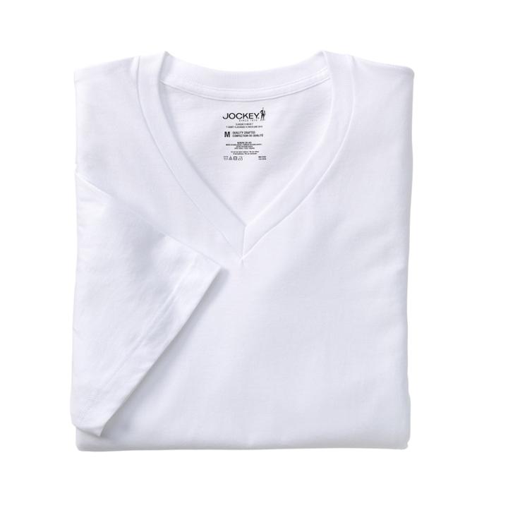Men's Jockey 3-pack + 1 Bonus Classic Staydry V-neck Tee, Size: Xl, Natural