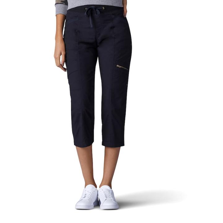 Women's Lee Margeaux Poplin Comfort Waist Pull-on Capris, Size: 18 Avg/reg, Black