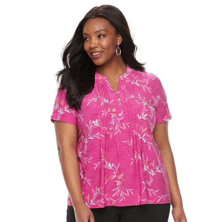 Plus Size Croft & Barrow&reg; Splitneck Top, Women's, Size: 3xl, Med Pink