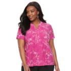 Plus Size Croft & Barrow&reg; Splitneck Top, Women's, Size: 3xl, Med Pink