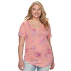 Juniors' Plus Size Mudd&reg; V-neck Shirttail Tunic Tee, Girl's, Size: 1xl, Lt Orange
