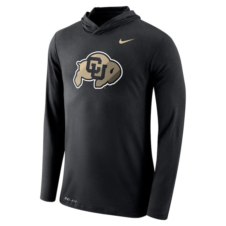 Men's Nike Colorado Buffaloes Dri-fit Hooded Tee, Size: Small, Black