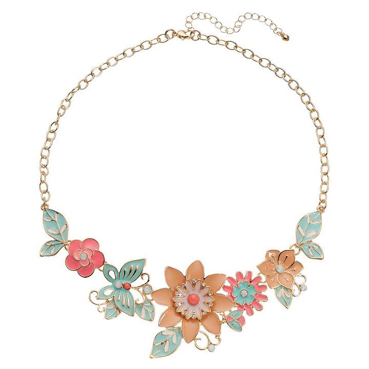 Mudd&reg; Flower & Butterfly Statement Necklace, Women's, Multicolor
