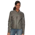 Women's Sebby Collection Faux-leather Motorcycle Jacket, Size: Xl, Grey