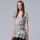Petite Simply Vera Vera Wang Print Tiered Hem Tee, Women's, Size: Xl Petite, Natural
