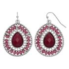 Red Beaded Teardrop Earrings, Women's, Dark Red